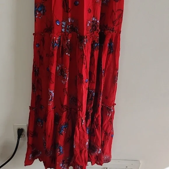 Free People Garden Party Maxi Dress Boho Vibrant Red Womens Medium - Picture 4 of 9